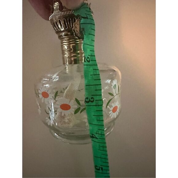 Vintage New Glass Daisy Print Kerosene Lamp Base Only 4.5” Never Used - Picture 9 of 11